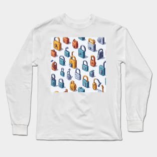 watercolor padlock pattern Long Sleeve T-Shirt